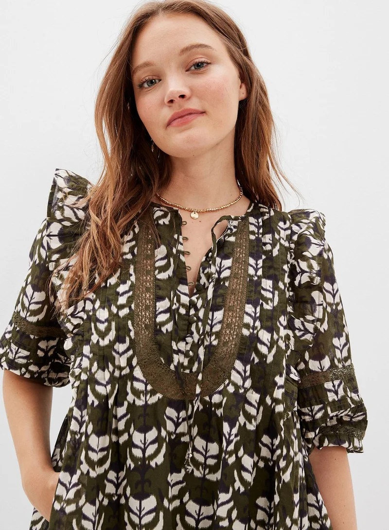 American Eagle Floral Printed Puff Sleeve Dress