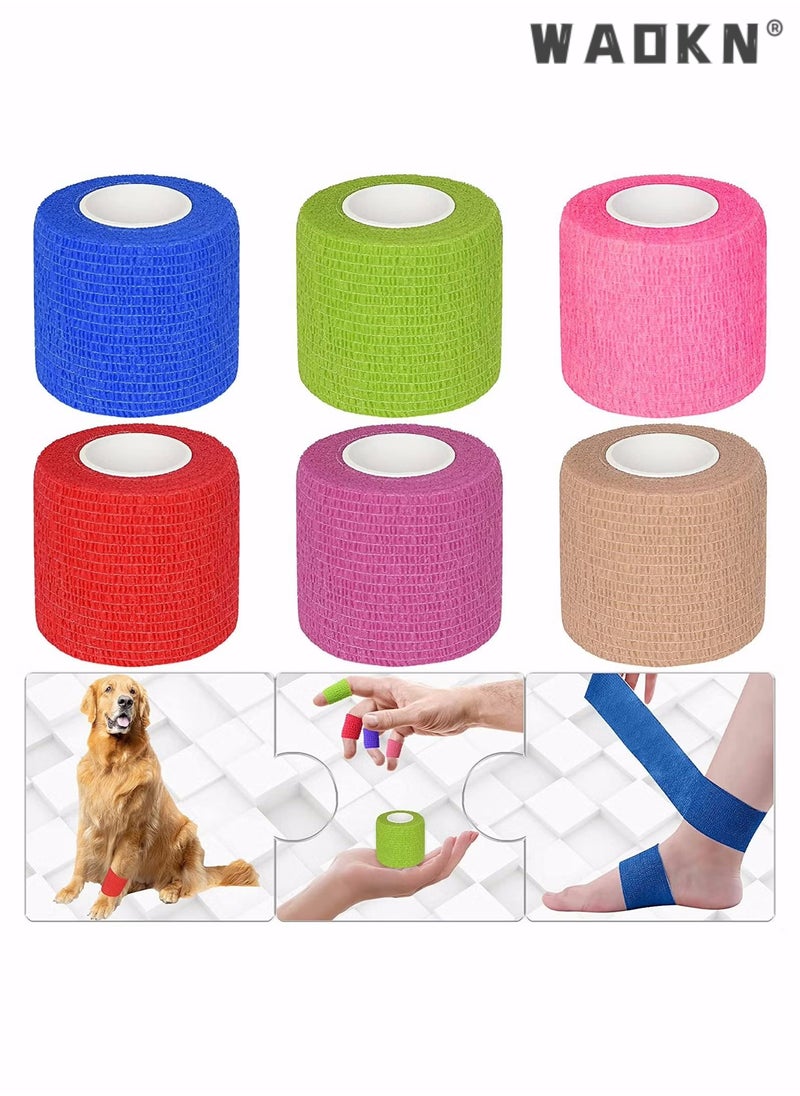 WAOKN - 6 Self-Adhesive Adhesive Wrap Bandages 2" X 5 Yards, Sports Wrap Tape, Breathable Wound Tape, Bandage Wrap for Wrist - Image 1