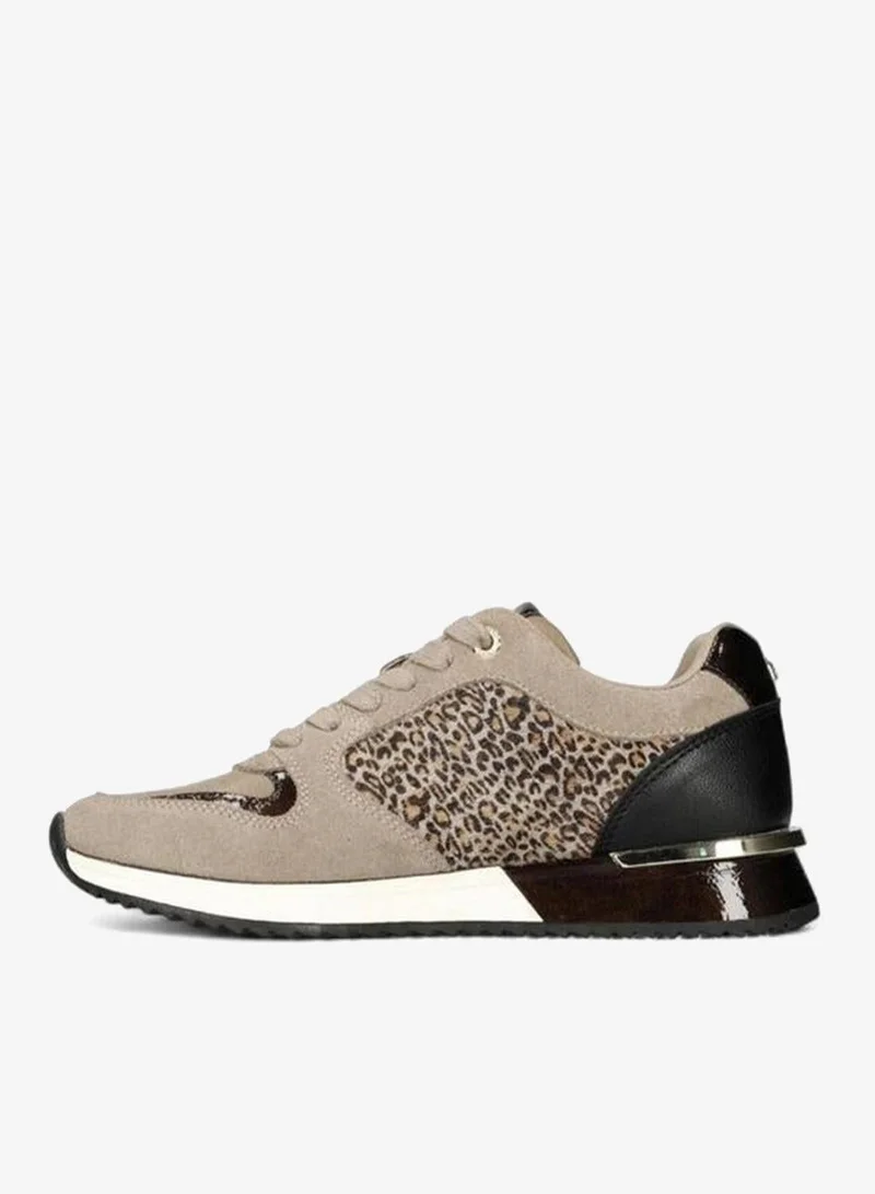 Mexx BEIGE Animal Print Sneakers with Lace-Up Closure for Women | Best Price UAE