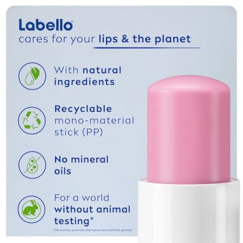 Labello lip balm, moisturising lip care, soft rose, 4.8g - Image 5