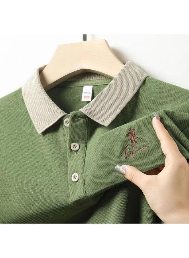 High Quality  Embroidered Men's Polo Shirt Short Sleeved Top for Middle-aged and Young Men Dad's Outfit for Business - Image 1