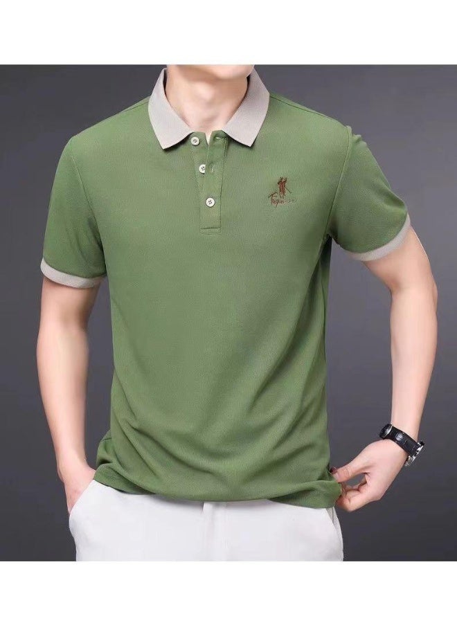 High Quality  Embroidered Men's Polo Shirt Short Sleeved Top for Middle-aged and Young Men Dad's Outfit for Business - Image 3