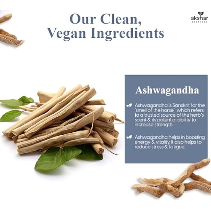 AKSHAR Ayurveda - Ashwagandha Capsules with Ashwagandha Root Extract and Powder - Adaptogenic Herbal Support - Vegan Cruelty-Free Ashwagandha Supplements (60 Count) - Image 4