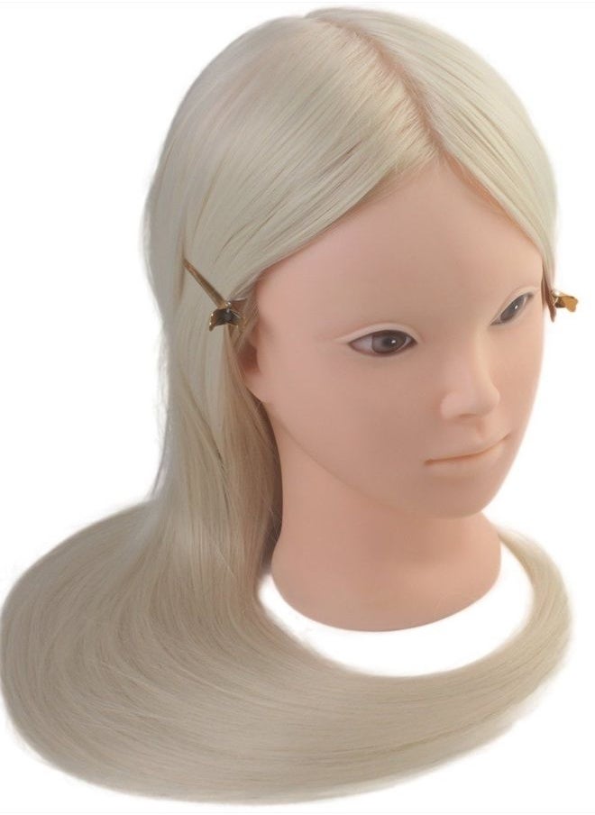 Perfehair - 24" Cosmetology Makeup Face Painting Mannequin Manikin Heads with Hair,Salon Styling Practice Braiding Doll Head- Synthetic Hair -Blonde Color - Image 1