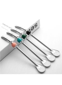 CUOPRU CUOPRU Yerba Mate Bombillas Set - Included Mate Gourd Stainless Steel Straws,Removable Head Filter, Colorful Bead, Cleaning Brush  - Image 4