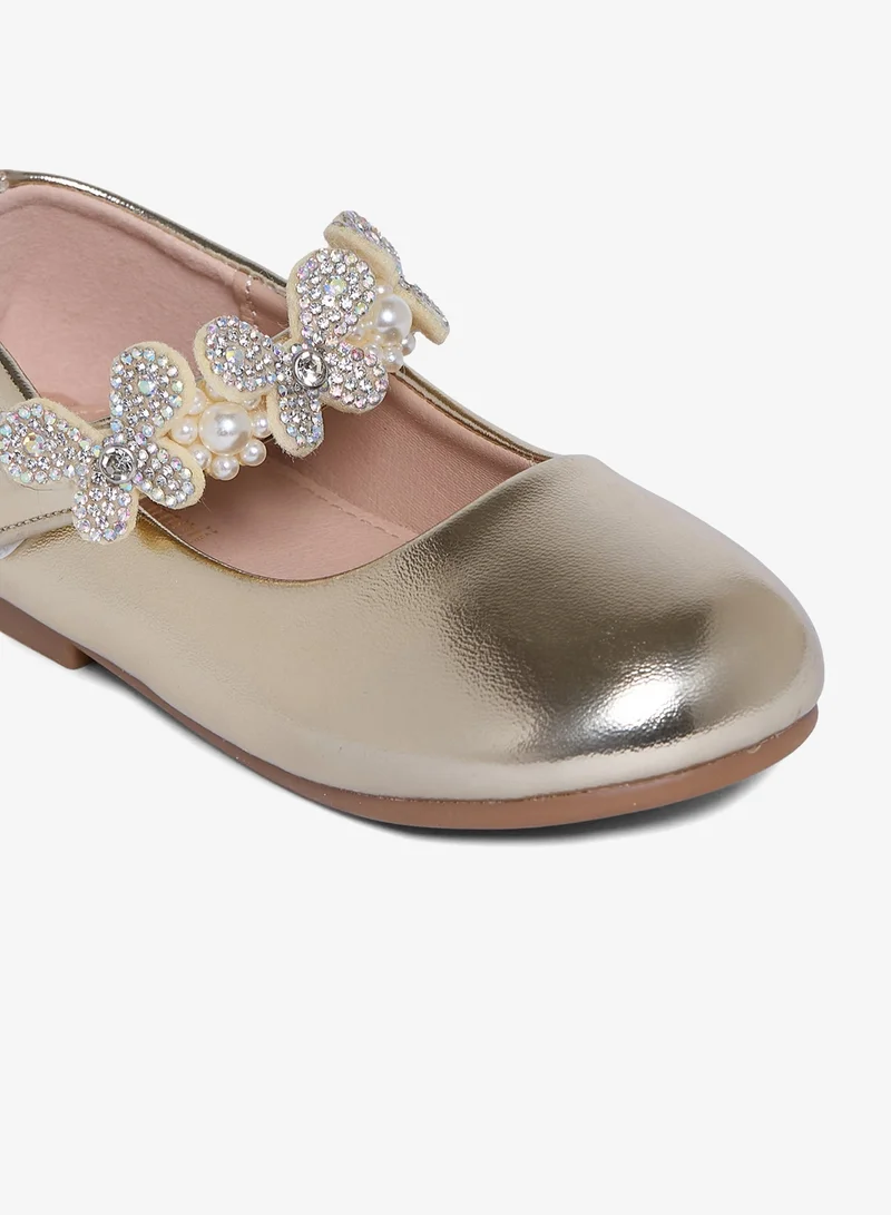 Geoomnii GOLD Geoomnii Infant Girls Ballerina Shoes – Soft Closed-Toe Flats for Baby Girls, Comfortable Daily Wear & Special Occasions for Women | Best Price UAE