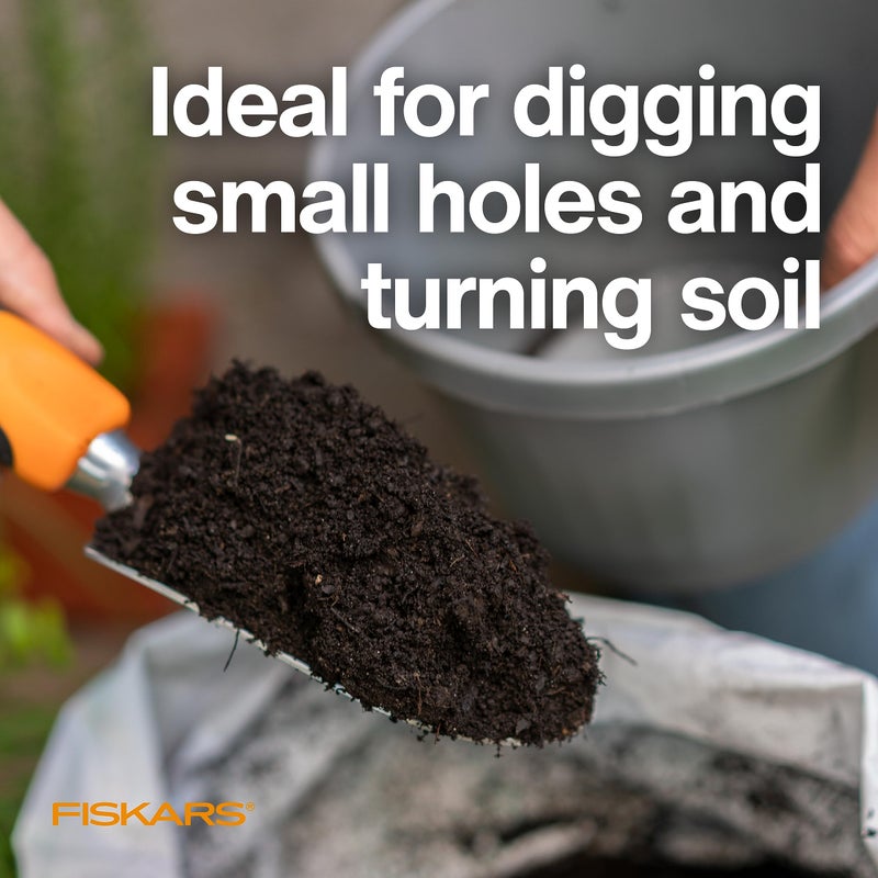 Fiskars Ergo Garden Trowel for Digging and Planting, Heavy Duty Gardening Hand Tool with Hanging Hole - Image 2