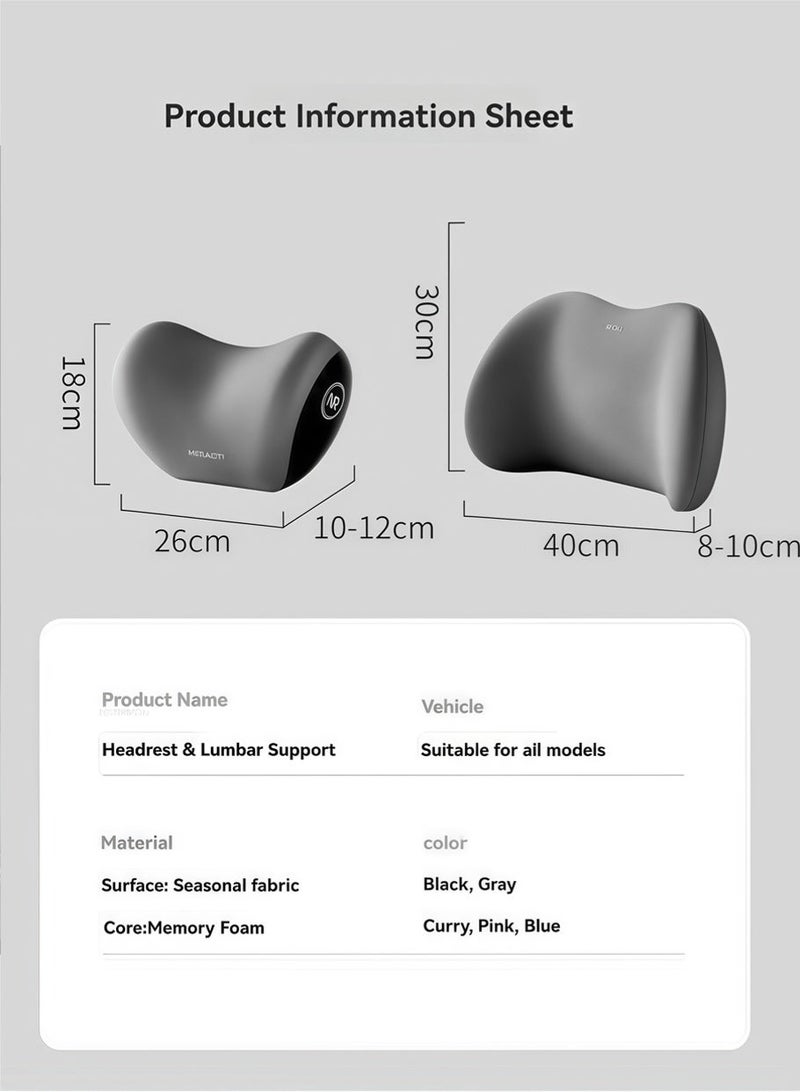 Nira Gray Memory Foam Car Lumbar Support Pillow, Ergonomic Back Cushion for Driving & Office Chair - Image 3