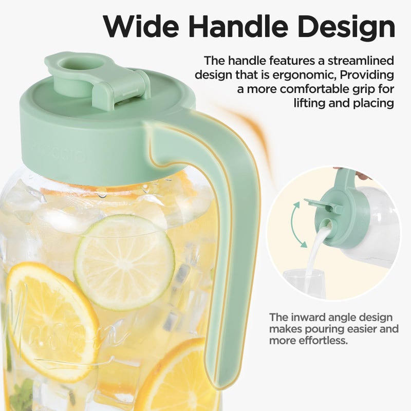 Spreccio Mason Jar Pitcher - Airtight & Leakproof Glass Pitcher with Lid, Perfect for Breastmilk, Cold Brew, and Sun Tea, 2 Quart (64 oz) Mason Jar with Pour Spout Lid - Image 2