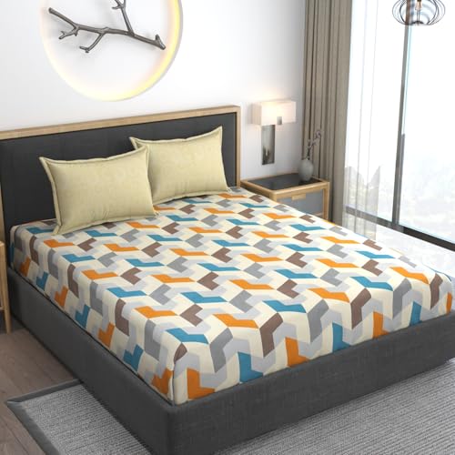 AMEYAA Microfiber Soft Cotton King Size Bedsheet for Double Bed, King Size 108 x108 in, 9 Feet, 275x275 cm | 2 Large Size Pillow Covers Without Joint - Pink, 200 tc - 240 tc, Yellow - Image 2
