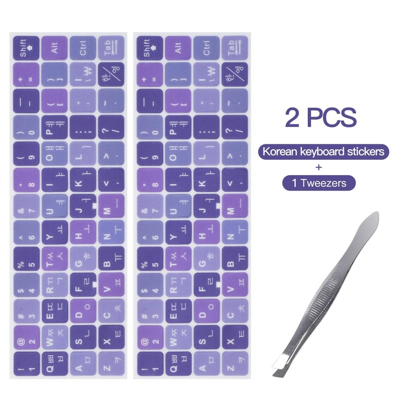 DAMMOMKO 2Pack Korean Keyboard Stickers, Korean-English Keyboard Sticker on Purple Background with White Lettering, Korean Keyboard Letters Replacement Stickers for Laptop Desktop Computer Notebook - Image 2