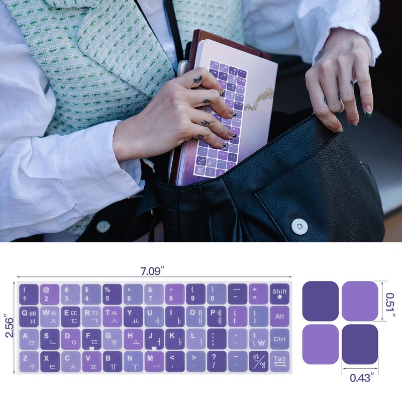 DAMMOMKO 2Pack Korean Keyboard Stickers, Korean-English Keyboard Sticker on Purple Background with White Lettering, Korean Keyboard Letters Replacement Stickers for Laptop Desktop Computer Notebook - Image 3
