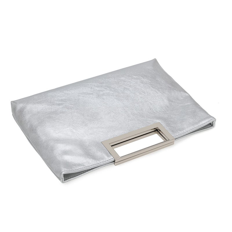 CHARMING TAILOR Fashion PU Leather Handbag Stylish Women Convertible Clutch Purse (Silver) - Image 5