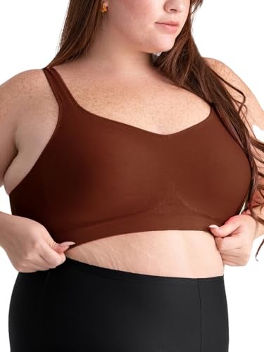 SHAPERMINT Bras for Women - Bras for Women no Underwire, Bralettes for Women with Support, Wireless Plus Size Bra Chocolate - Image 2