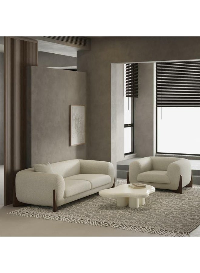 Poppins Home Modern Ivory Floor Sofa/Loveseat/Single Sofa for 3/2 People with Tuxedo Arm - Image 2
