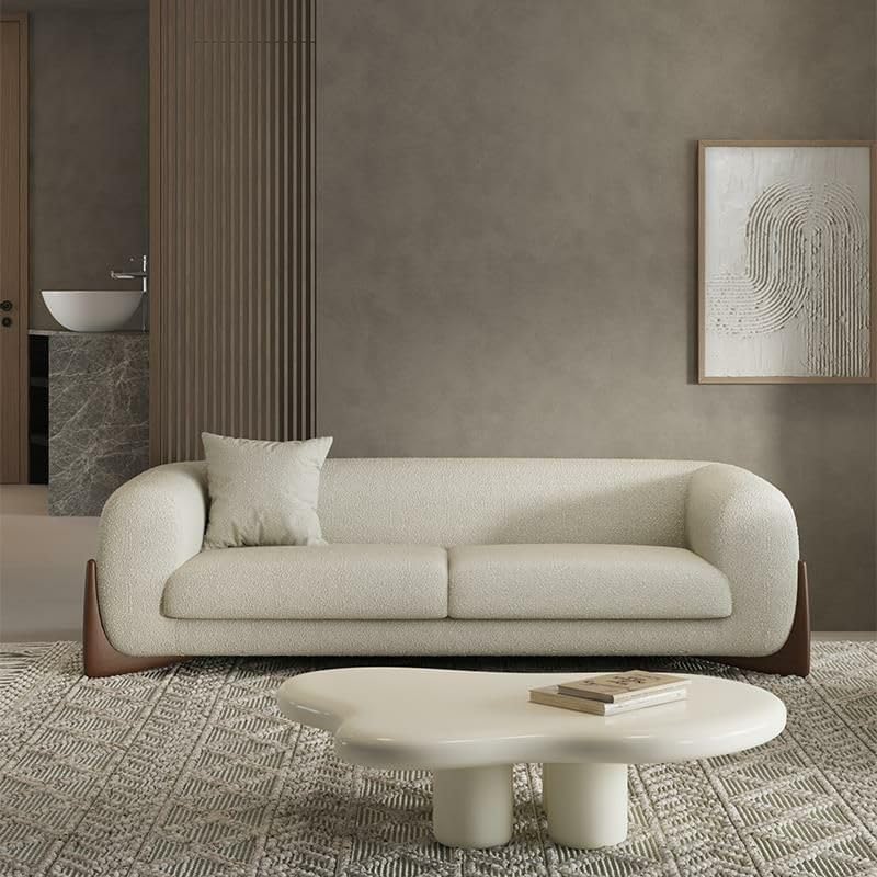 Poppins Home Modern Ivory Floor Sofa/Loveseat/Single Sofa for 3/2 People with Tuxedo Arm - Image 5