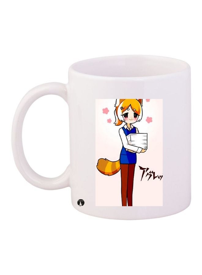 RYN Anime Printed Coffee Mug White/Brown/Blue 11ounce