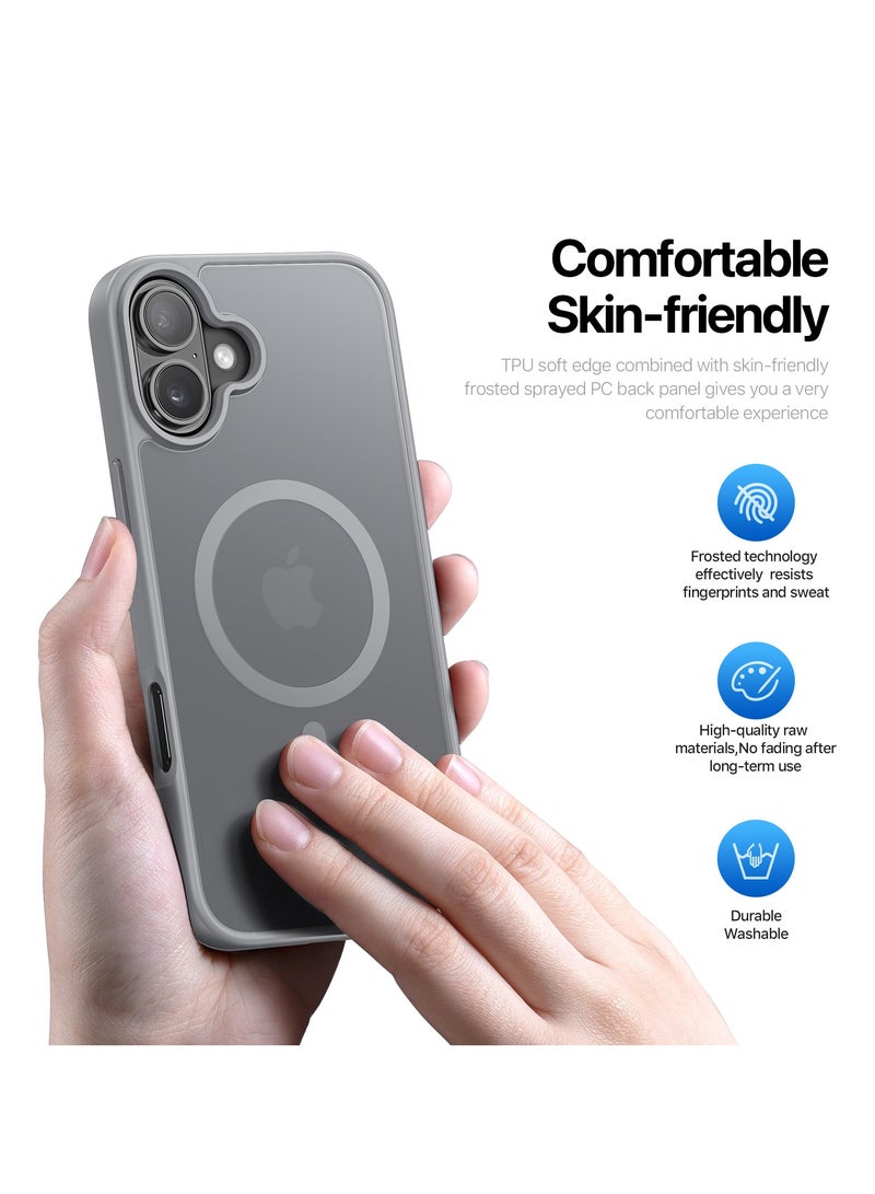 DUX DUCIS Yind Case Anti-Yellowing Matte Clear [Hard PC Back & Soft TPU Bumper] Magnetic Wireless Charging Shockproof Protective Phone Case Cover compatible with Iphone 16  (Grey) - Image 5