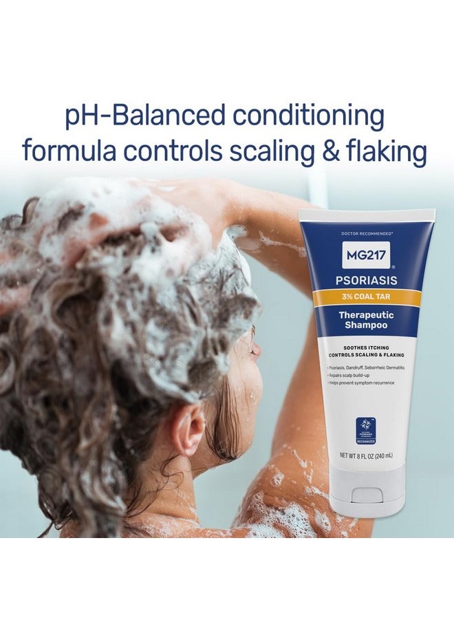 MG217 - MG217 Psoriasis Shampoo with Coal Tar, Therapeutic Scalp Treatment, Controls Itching, Scaling, Flaking, Scale Buildup, Psoriasis Scalp Treatment, 3% Coal Tar Shampoo and Conditioner, 8floz - Image 1