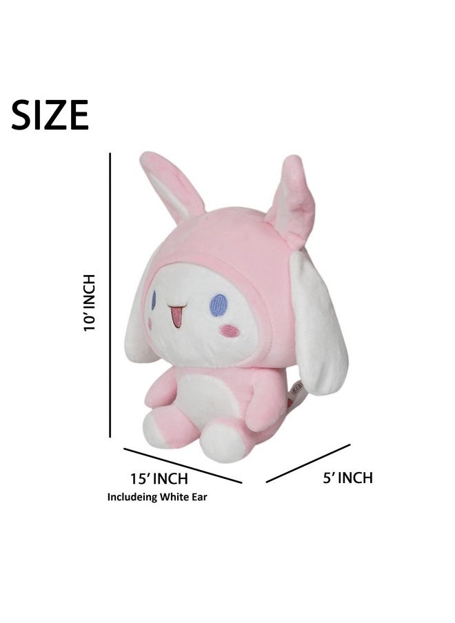 ERRECOM Ultra Super Soft Toy Spandex Fabric Embroidery Eyes Washable Stuffed Plush Cute Toy for Kids Babies Toddlers and Infant (28CM, Rabbit (Pink and White)  - Image 3