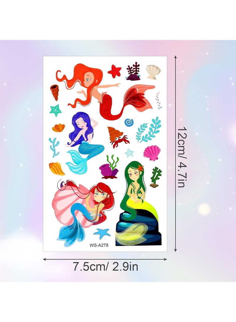 ORAINBOW Mermaid Tattoos for Kids 188+ Pcs Cute Temporary Tattoo Kids Body Stickers for Girls Children Birthday Mermaid Party Favors Boys Girls Kids Party Goodie Bag Fillers Supplies - Image 2