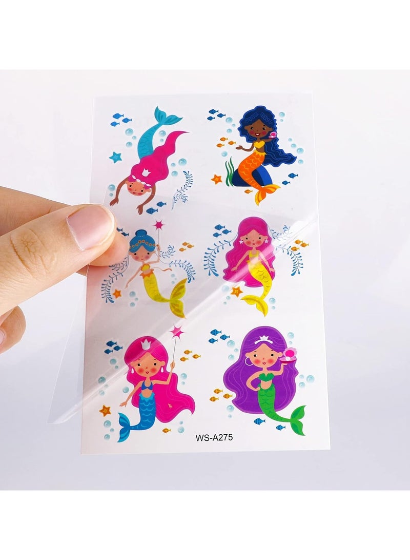 ORAINBOW Mermaid Tattoos for Kids 188+ Pcs Cute Temporary Tattoo Kids Body Stickers for Girls Children Birthday Mermaid Party Favors Boys Girls Kids Party Goodie Bag Fillers Supplies - Image 4