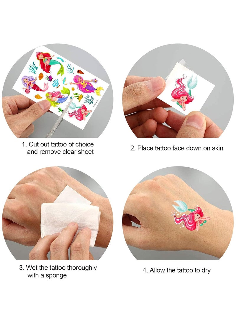 ORAINBOW Mermaid Tattoos for Kids 188+ Pcs Cute Temporary Tattoo Kids Body Stickers for Girls Children Birthday Mermaid Party Favors Boys Girls Kids Party Goodie Bag Fillers Supplies - Image 5