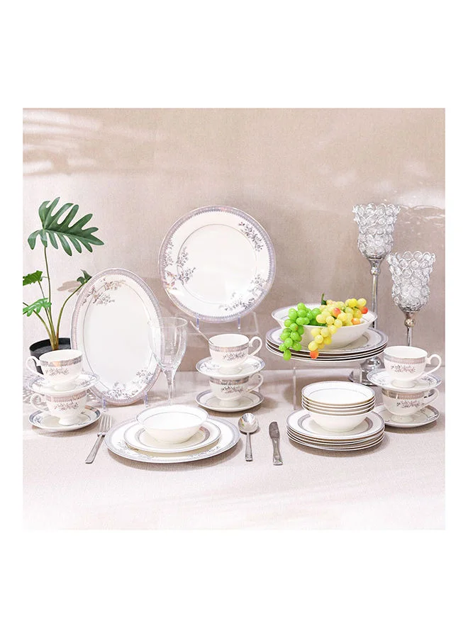DANUBE HOME Erika 32 Piece New Bone China Dinner Set Serve 6 New Bone China Modern Houseware Dinner Set L 37.5x27.5 X H 28.5cm Gold