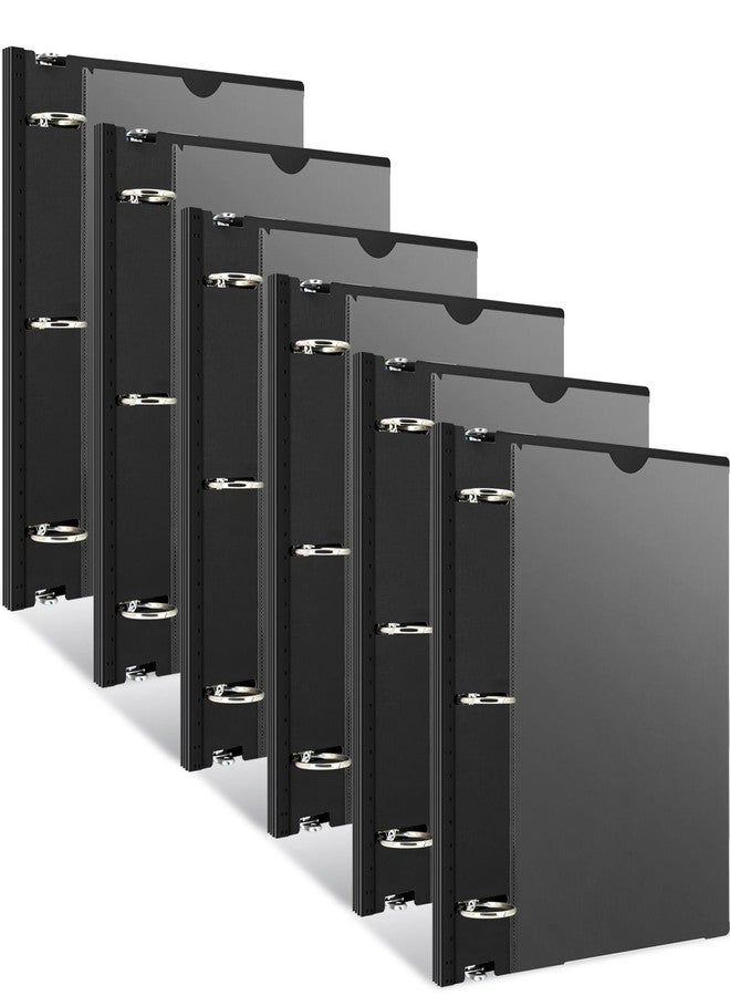 INFUN 1.5 Inch Telescoping 3 Ring Binder - 6PCS, Flexible Round Binder with Customizable Front Cover and Clear Catalog Pocket, 1.5Inch Rings, 370 Sheet Capacity-Black - Image 1