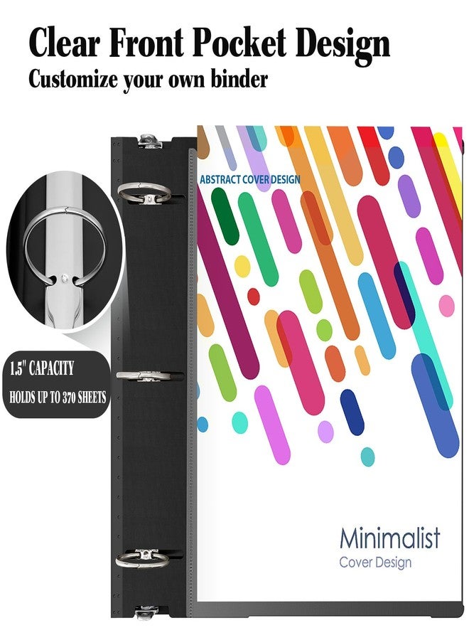 INFUN 1.5 Inch Telescoping 3 Ring Binder - 6PCS, Flexible Round Binder with Customizable Front Cover and Clear Catalog Pocket, 1.5Inch Rings, 370 Sheet Capacity-Black - Image 5