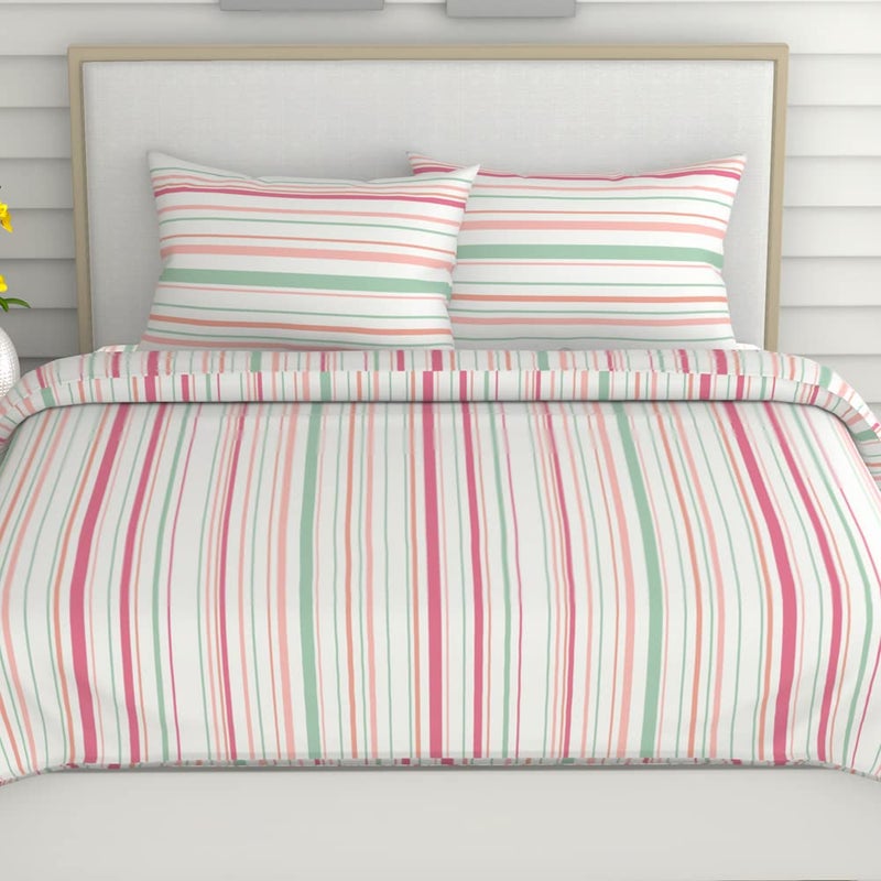 haus & kinder Haus Kinder King Size Bedsheets for Bed 186 TC 100 Cotton Bed Sheet for King Size Bed with 2 Pillow Covers Color Bedsheet Magical Stripe - Image 3