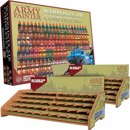 The Army Painter مجموعة طلاء الهواء الكاملة من ذا أرمى باينتر، 126 × 18 مل طلاء أكريليك مخفف مسبقًا، تشمل 18 معدني، 6 فلو و 2 محطة طلاء - طلاء مصغر للهواء لنماذج DND و Warhammer - Image 1