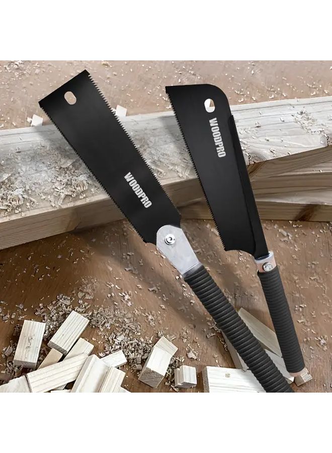 Hand Saw Set Double Sided Japanese Pull Saw Teflon Coated SK5 Flexible Blade Woodworking - Image 2