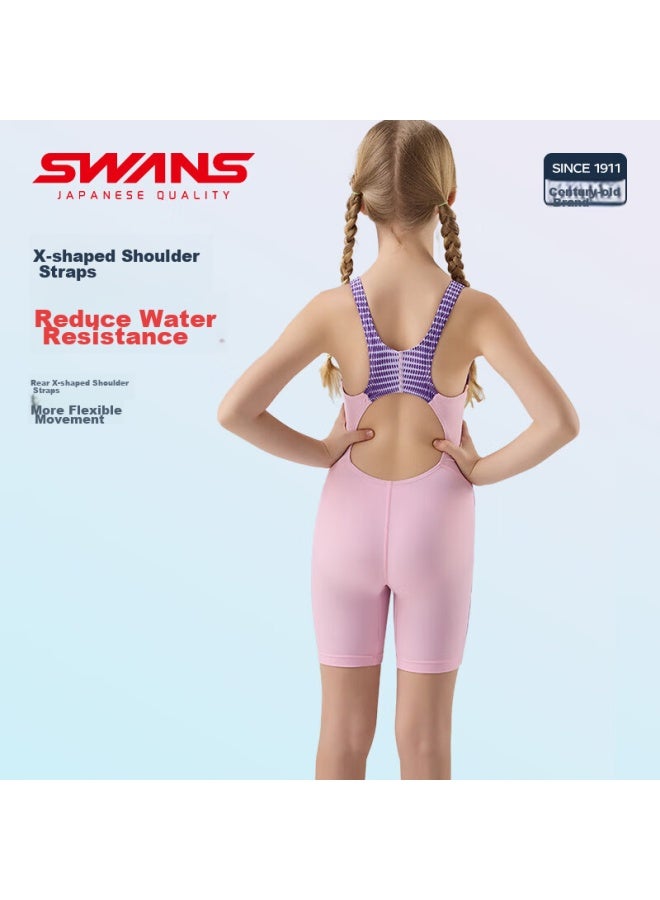 Speed Vision Suanshi Swans Girls' One-piece Swimsuit, Professional Training Swimwear, Quick-drying, Chlorine-resistant, For Girls 239 Macaron Pink 160 - Image 4