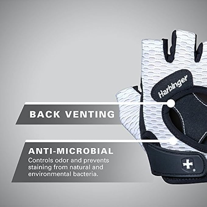Harbinger -Gym Exercise Glove Flexfit Wash & Dry Antimicrobial Treated Glove - White - 361538 - Image 3