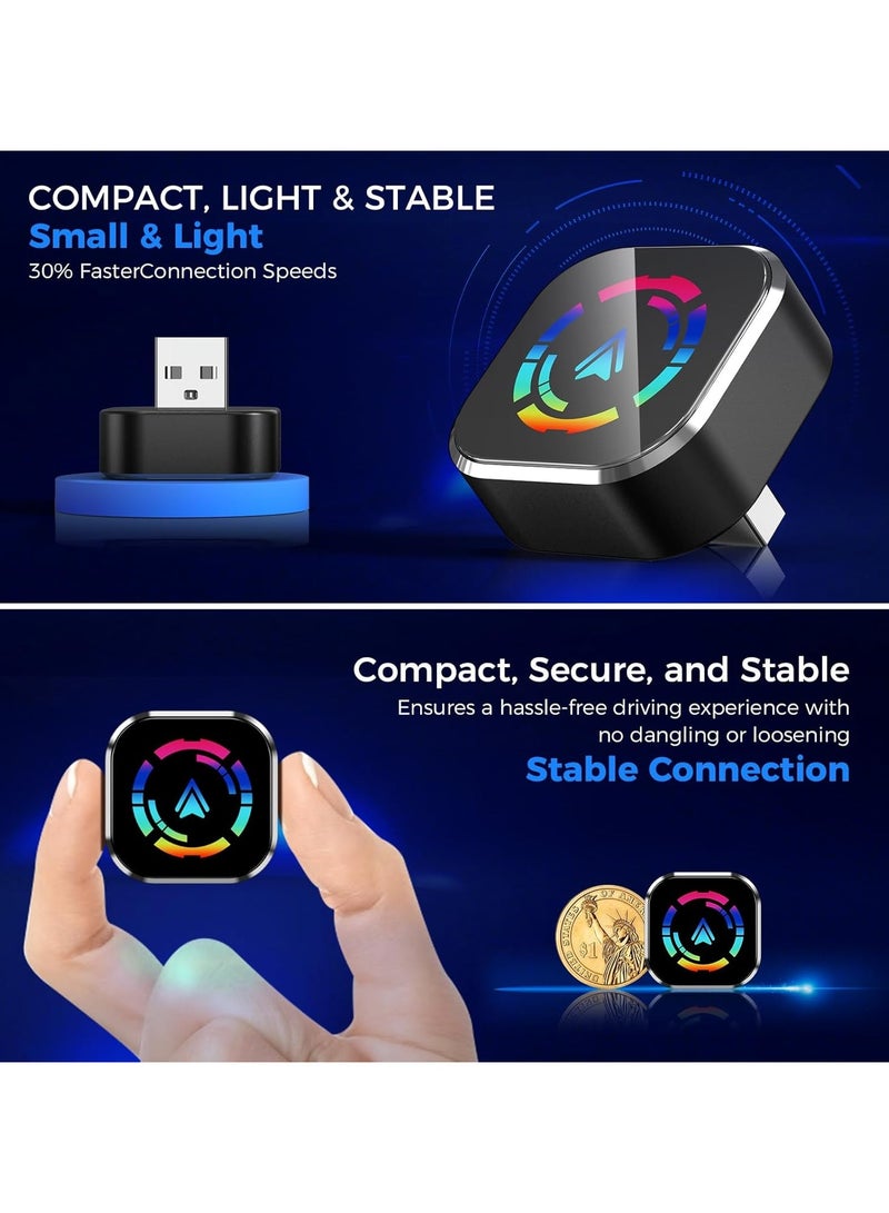 Wireless CarPlay Adapter for iPhone, 2025 Upgraded Wired to Wireless for Apple CarPlay, Mini USB Design Car Play Adapter with Type-C Extension, Plug and Play, Stable Connection & No Latency - Image 3