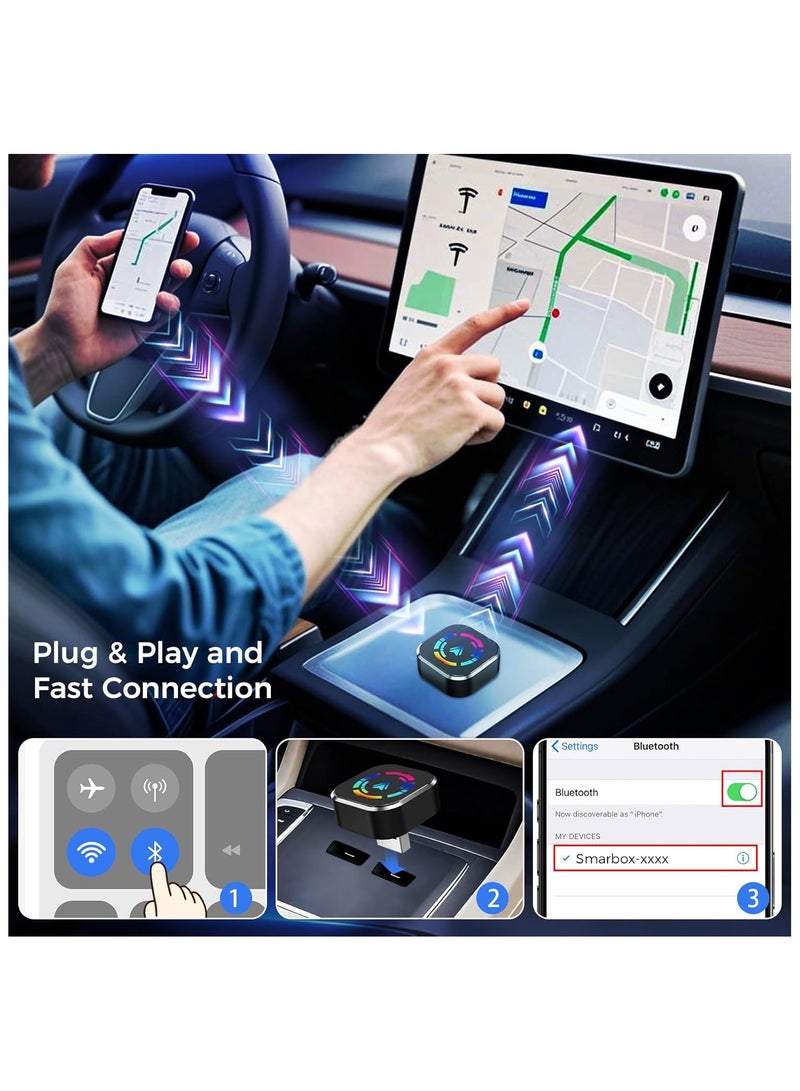 Wireless CarPlay Adapter for iPhone, 2025 Upgraded Wired to Wireless for Apple CarPlay, Mini USB Design Car Play Adapter with Type-C Extension, Plug and Play, Stable Connection & No Latency - Image 4