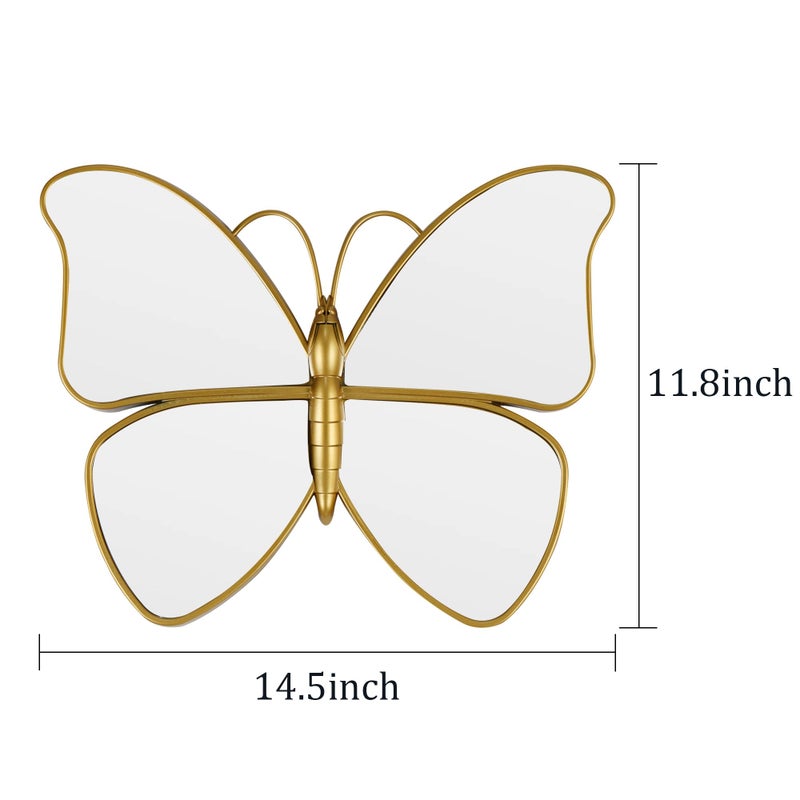 Wartter Decorative Butterfly Wall Mirror with Gold Plastic Frame (14.5x11.8inch) - Image 2