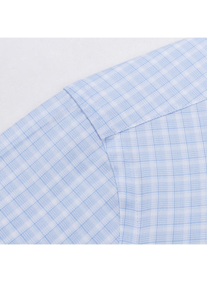 Firs Mulberry Silk Dp Non-iron Long Sleeve Shirt Men Business High-end Non-iron Casual Shirt Blue Plaid Size 39 - Image 2