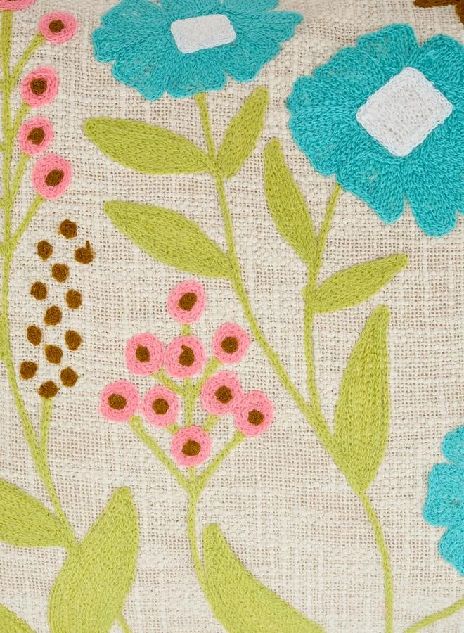 Styli 1-Piece Embroidered Square Cushion Cover 18X18Inches, Cotton