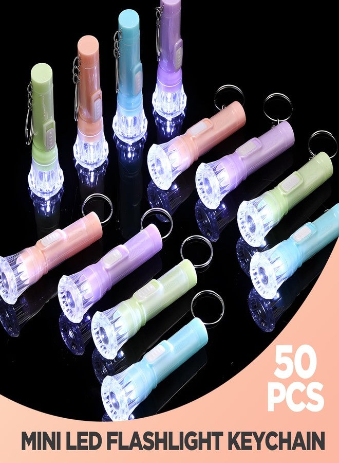 Jexine 50 Pcs Mini Flashlight Keychains Bulk with Lanyard Portable Plastic LED Key Chains Flashlights Small for Night Reading Emergency Hurricane Camping Hiking Party Favors(Pastel Color) - Image 3