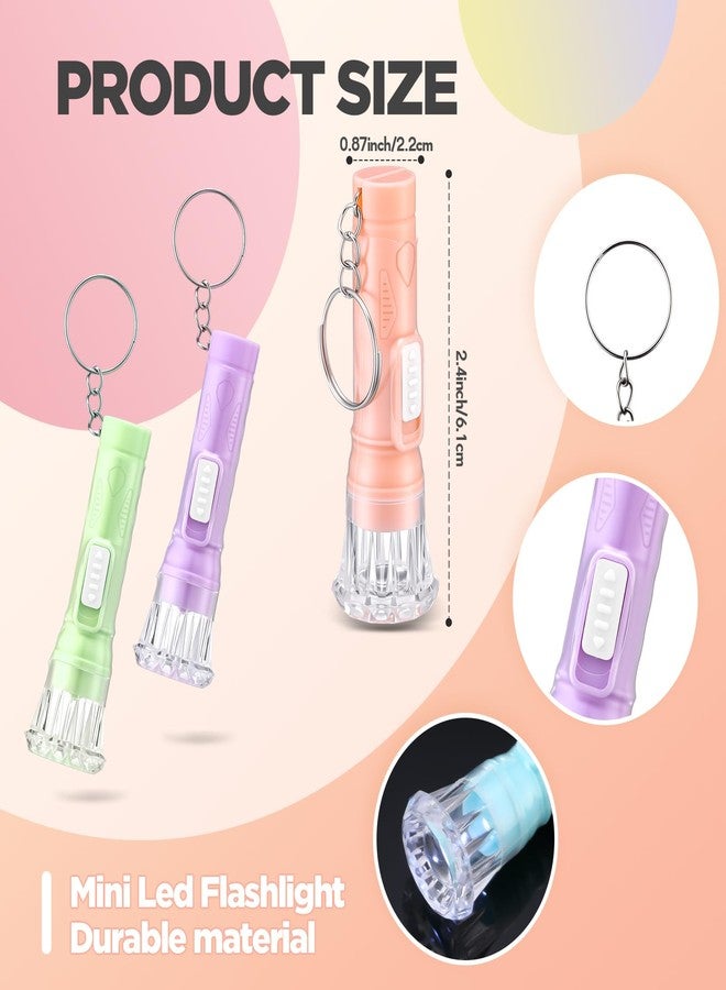 Jexine 50 Pcs Mini Flashlight Keychains Bulk with Lanyard Portable Plastic LED Key Chains Flashlights Small for Night Reading Emergency Hurricane Camping Hiking Party Favors(Pastel Color) - Image 2