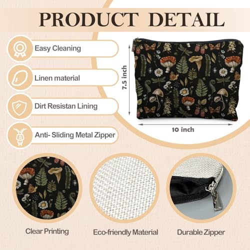 RYYCDOI Dark Forest Cottagecore Mushroom Makeup Bag - Forest Cosmetic Bag for Gifts, Mushroom Lovers - Image 2