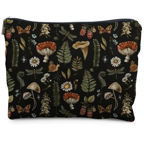 RYYCDOI Dark Forest Cottagecore Mushroom Makeup Bag - Forest Cosmetic Bag for Gifts, Mushroom Lovers - Image 1