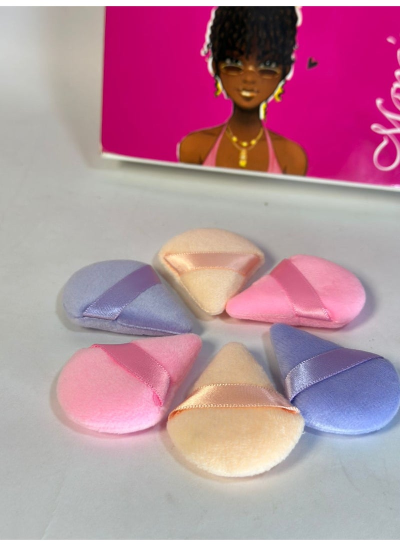 6 Pcs Powder Puff Face Soft Triangle Makeup Puff for Setting Loose, Mineral, Body Powder, Wedge Velour Cosmetic Sponge for Contouring, Under Eyes and Corners, Beauty Makeup Tools - Image 1