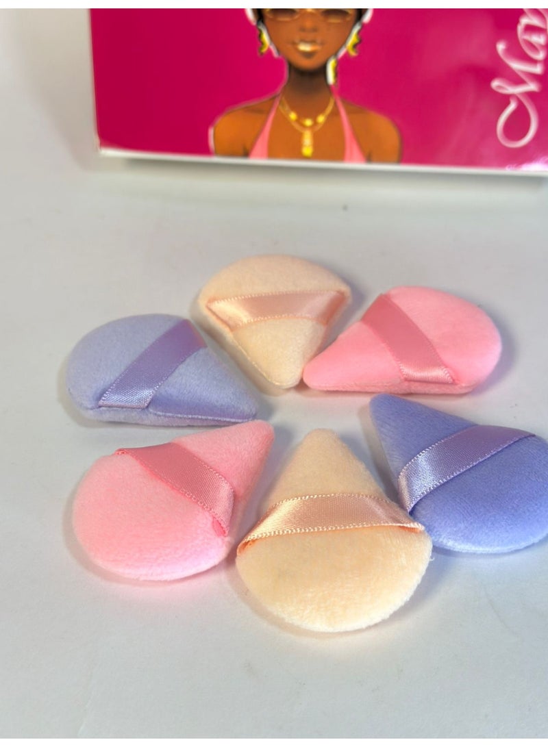 6 Pcs Powder Puff Face Soft Triangle Makeup Puff for Setting Loose, Mineral, Body Powder, Wedge Velour Cosmetic Sponge for Contouring, Under Eyes and Corners, Beauty Makeup Tools - Image 4
