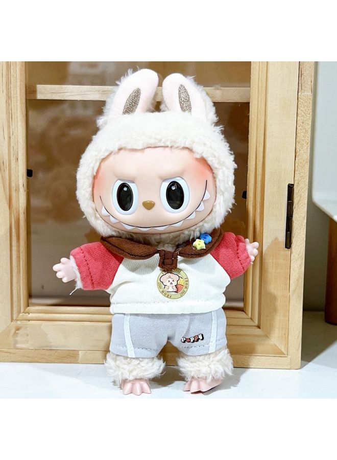 Spot Labubu Baby Clothes Dress-Up Cloak Cute Vinyl Doll Heart-Warming Macaron Doll Plush Toy Dress-Up-Specification:Labubu Can Be Worn [doll Not Included]-Color:Red French Fries Sweatshirt + Pants  - Image 1