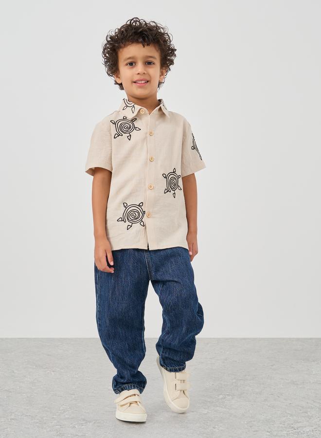 Styli Embroidered Collared Short Sleeve Shirt - Image 2