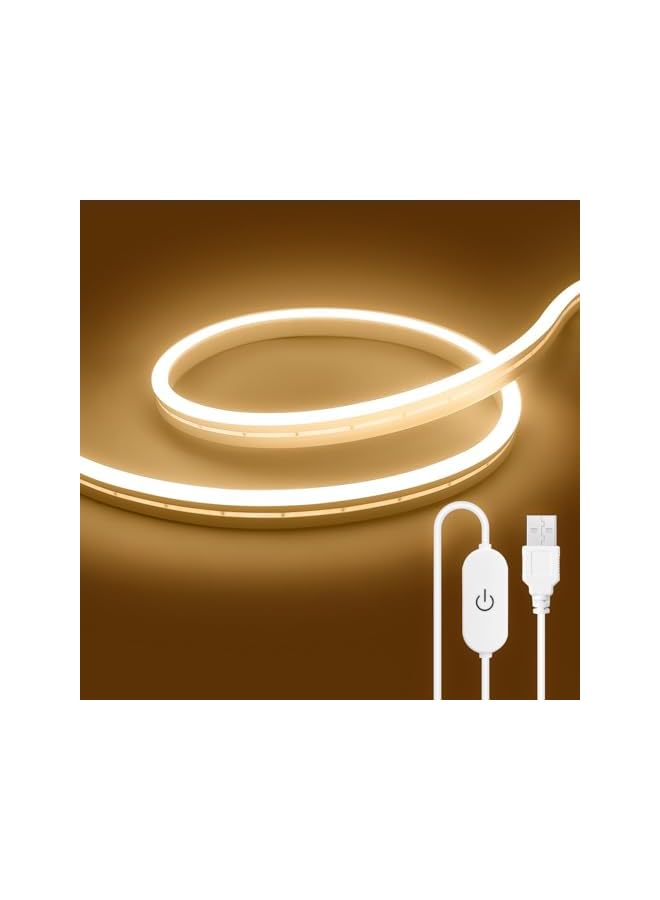 The Bros USB Touch LED Strip Lights Warm White 3000K, 5V 9.84ft/3M 360LEDs High Brightness LED Neon Rope Lights,Waterproof Dimmable Neon LED Strip for Kitchen,Room,TV Decor (Warm White)  - Image 2
