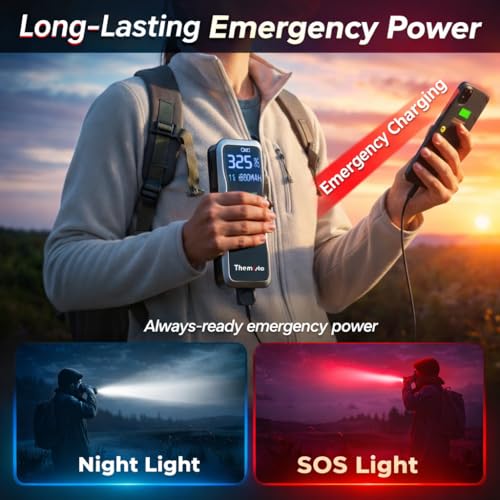 Themisto TH-TY02 Cordless Tyre Inflator 150 PSI, Dual Mode (6000mAh Battery & 12V Port), Pressure Gauge & LED SOS Flashlight I Portable Air Compressor I Car, Motorcycle, Bicycles & Other Inflatables - Image 4